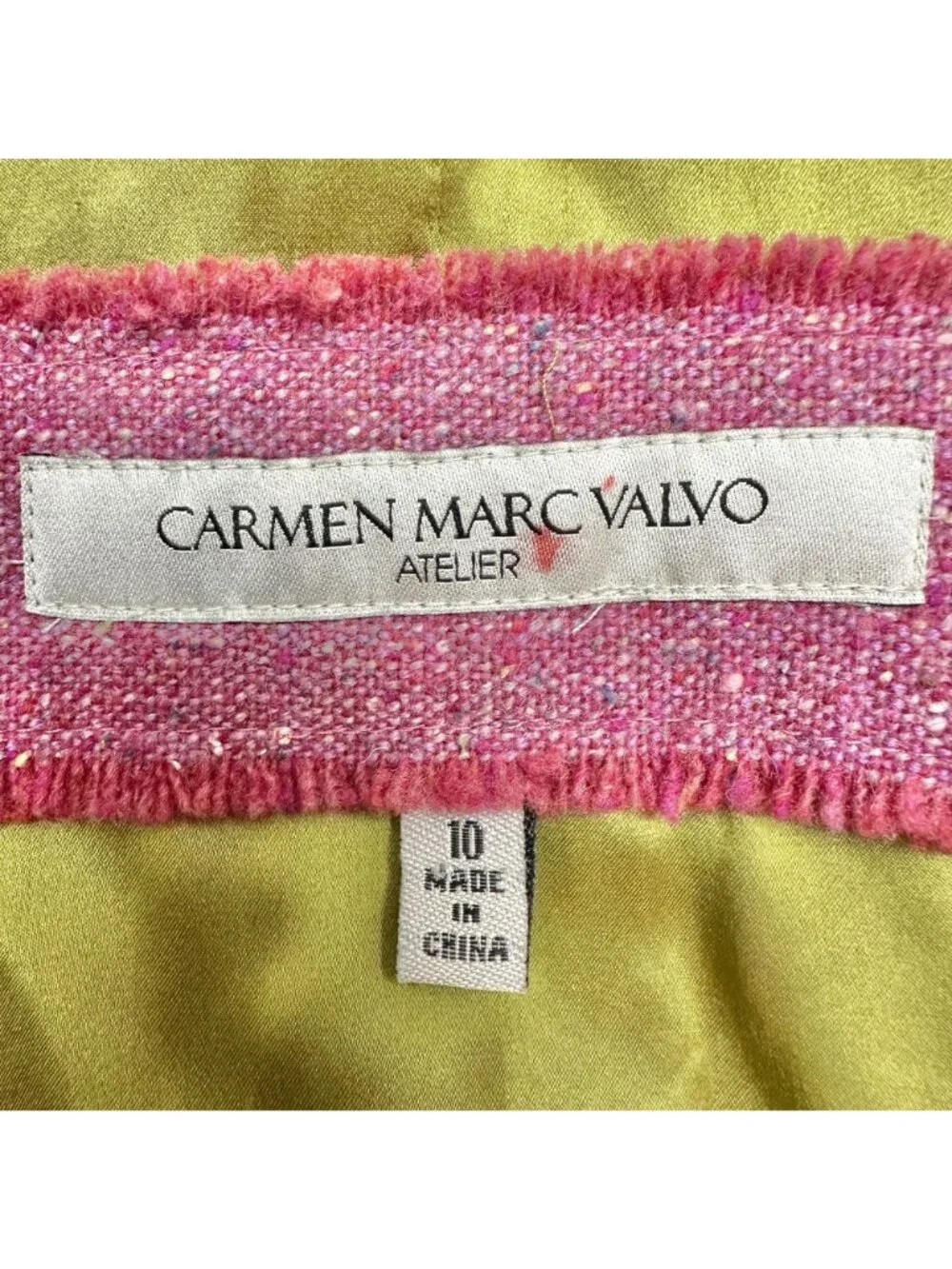 Carmen Marc Valvo Blazer Jacket Womens Sz 10 Pink Wool Blend Embroidered Floral - Picture 5 of 10
